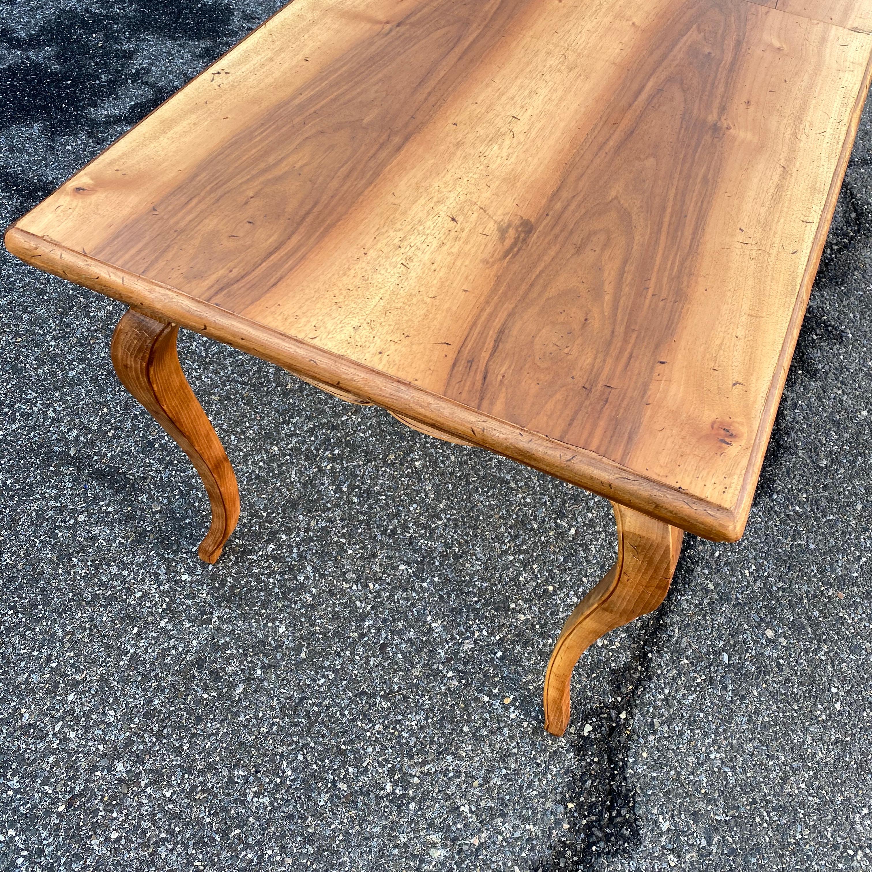 Long Italian Vintage Farmhouse Dining Table With Two Leaves 5
