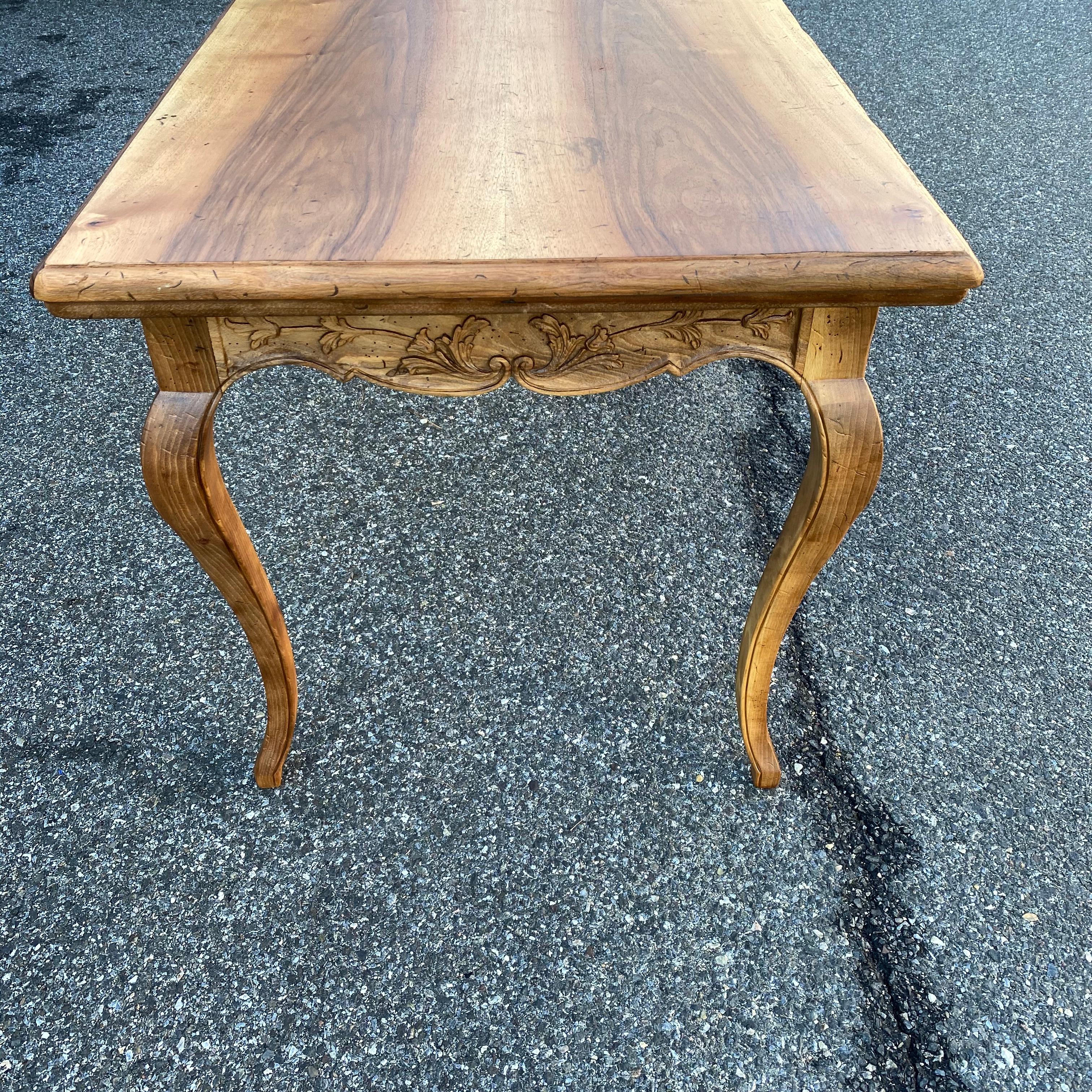 20th Century Long Italian Vintage Farmhouse Dining Table With Two Leaves