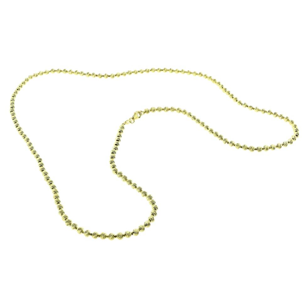 Long Italy Yellow Gold Small Bead Ball 