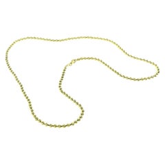 Long Italy Yellow Gold Small Bead Ball Necklace