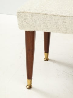 Long Ivory Boucle Bench or Banquette with Half Back, Italy, 1960s