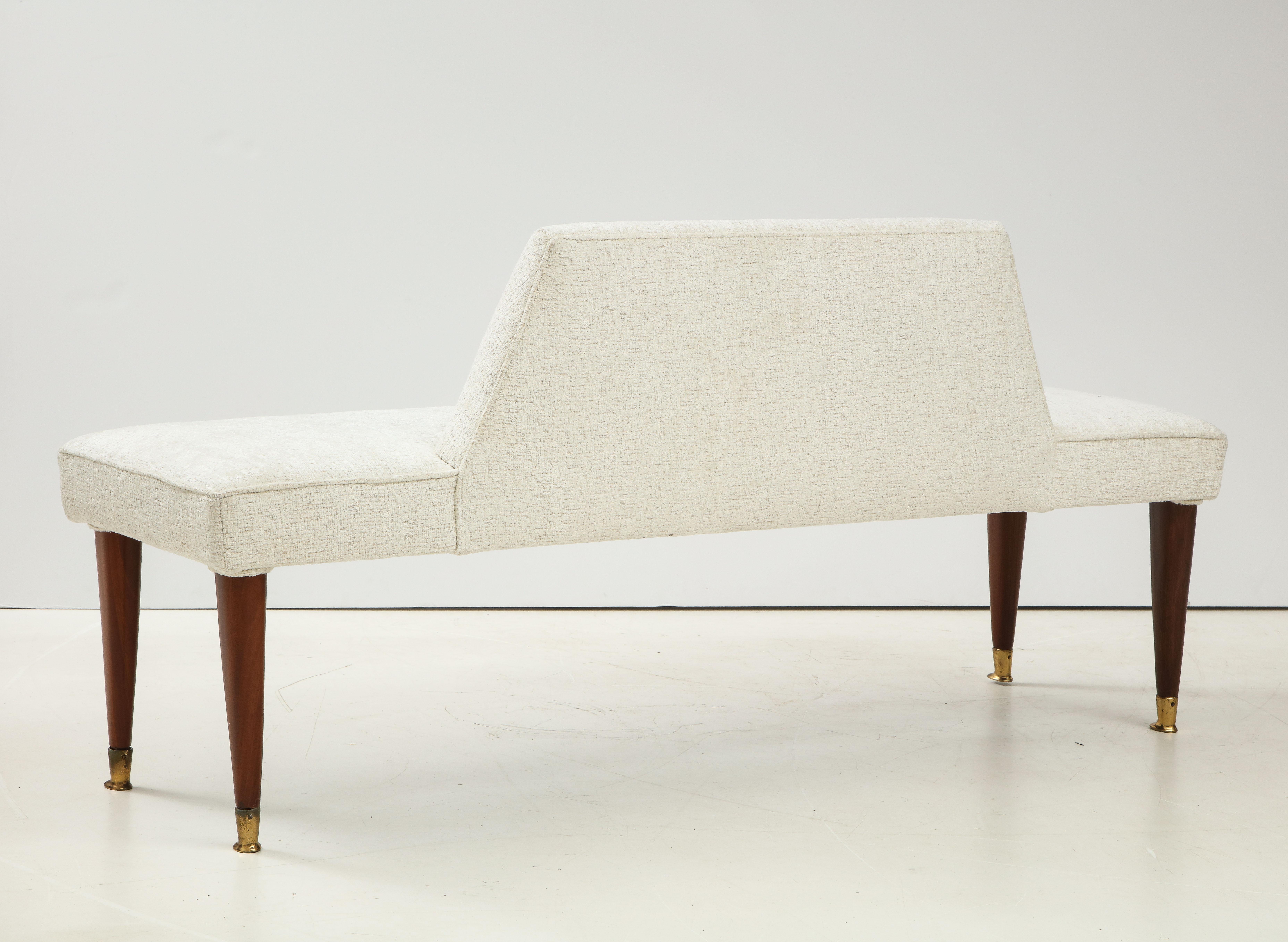 Long Ivory Boucle Bench or Banquette with Half Back, Italy, 1960s In Good Condition In New York, NY