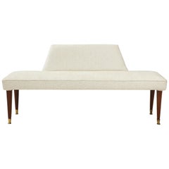 Long Ivory Boucle Bench or Banquette with Half Back, Italy, 1960s
