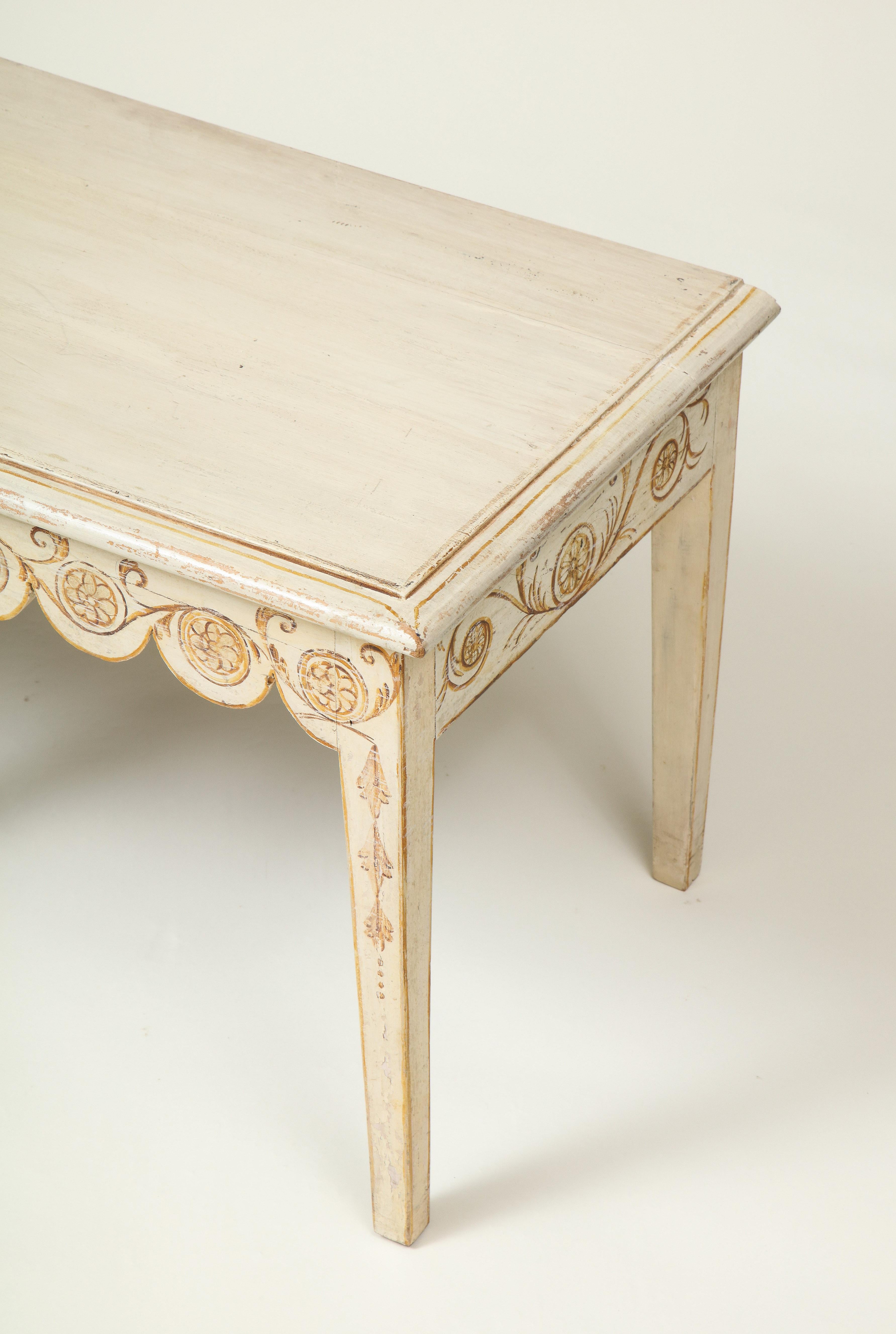 Wood Long Ivory-Painted Hall Bench