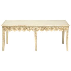 Long Ivory-Painted Hall Bench