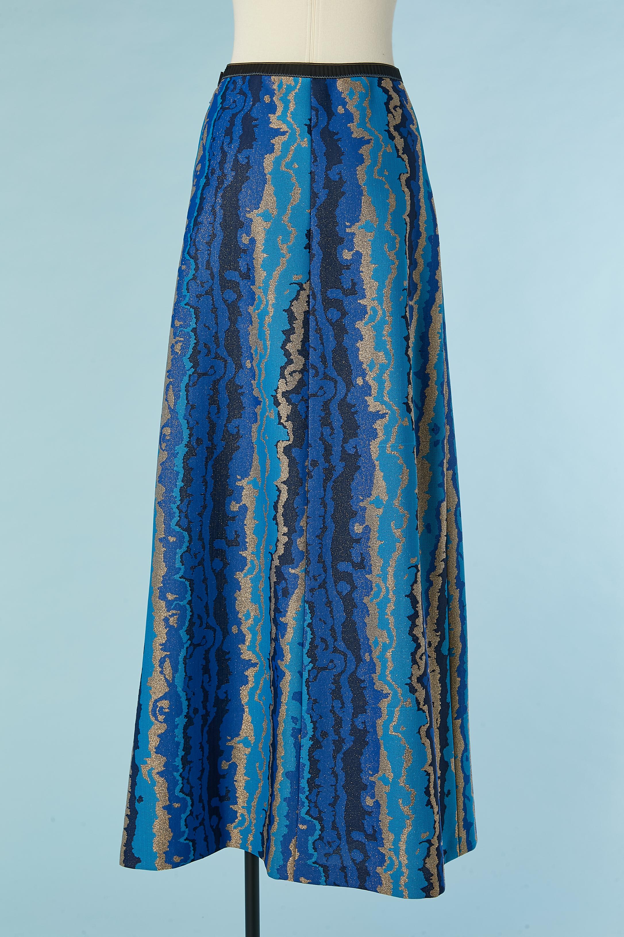Long jacquard skirt Circa 1970's In Excellent Condition For Sale In Saint-Ouen-Sur-Seine, FR