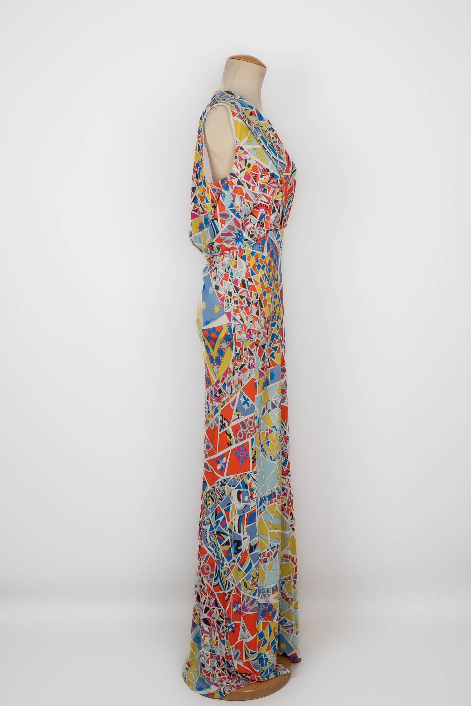 Pucci Mosaic Long Jersey Dress In Excellent Condition For Sale In SAINT-OUEN-SUR-SEINE, FR