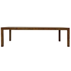 Long John Widdicomb Burled Olive Ash and Walnut Extension Parsons Dining Table