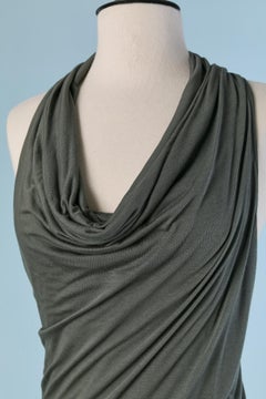 Long kaki sleeveless jersey dress HELMUT