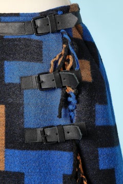 Long kilt skirt in wool with graphic pattern Jean Charles de Castelbajac