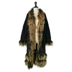 Long knit cardigan with fur edge Jean-Paul Gaultier Maille