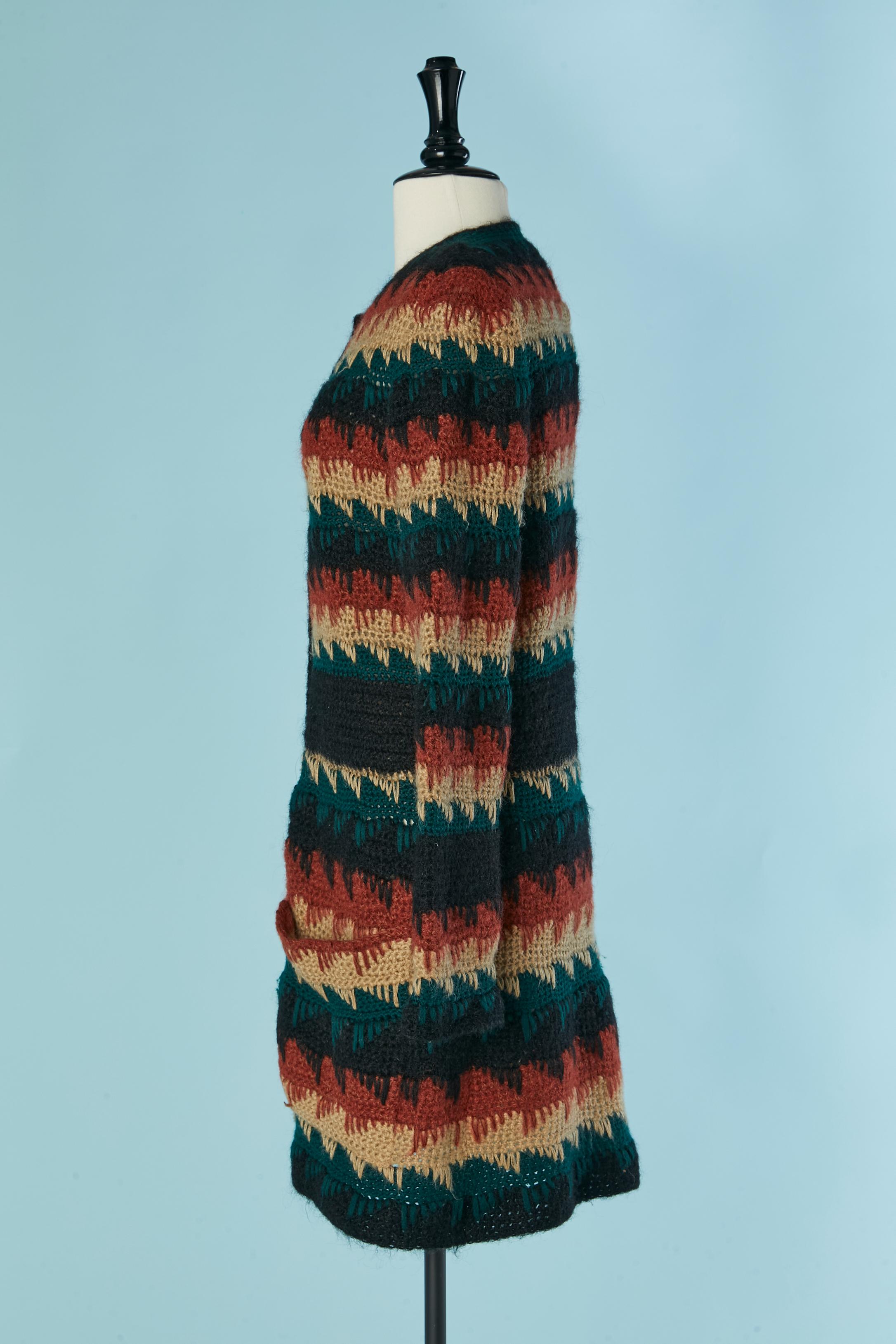 Long cardigan en maille LANVIN Circa 1970's Pour femmes en vente