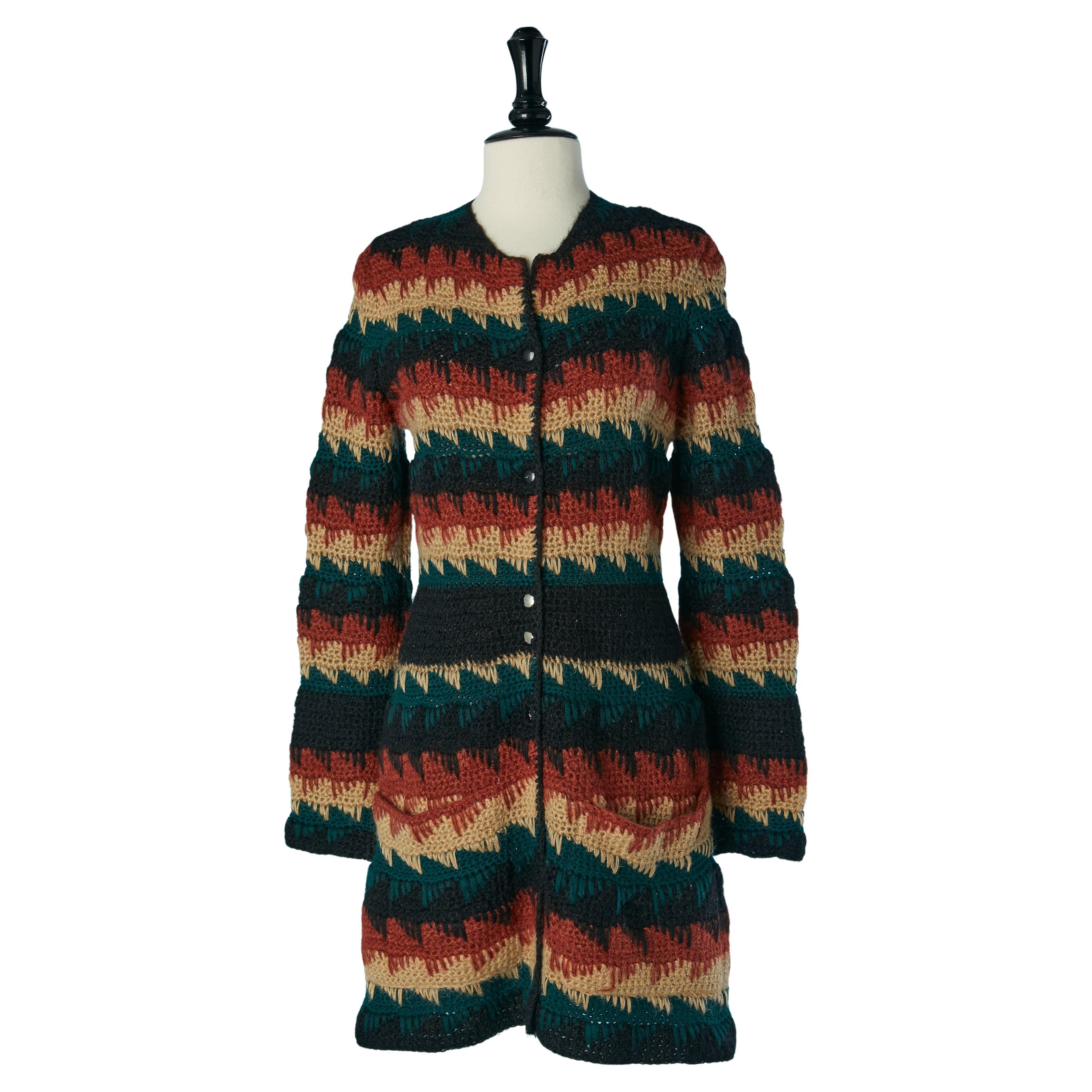 Long cardigan en maille LANVIN Circa 1970's