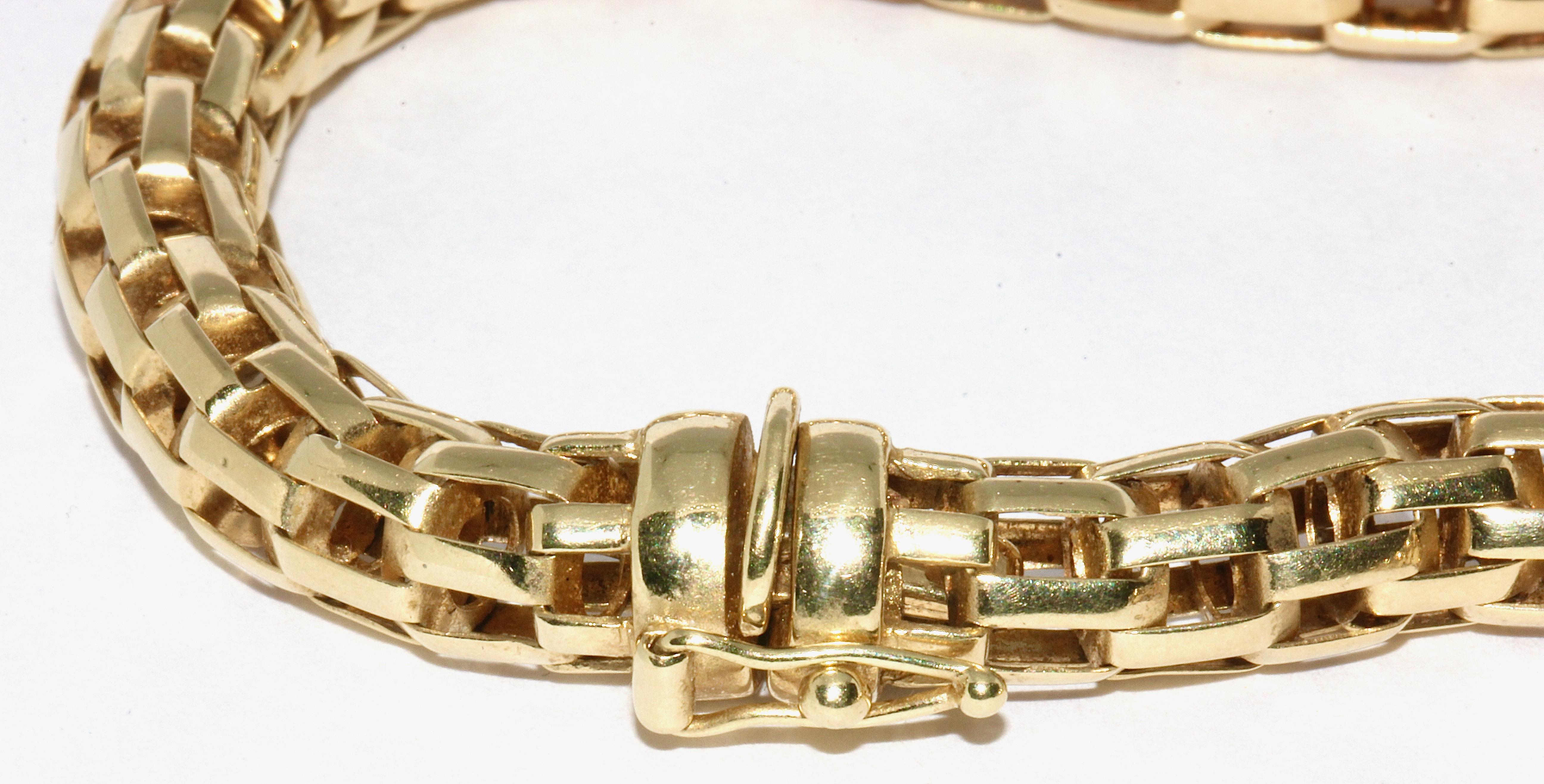 Modern Long, Ladies Necklace, King Chain with Gemstones, 14 Karat Gold