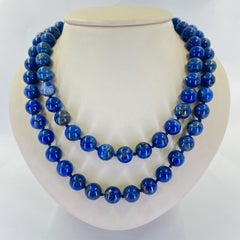 Long Lapis Lazuli Bead Necklace