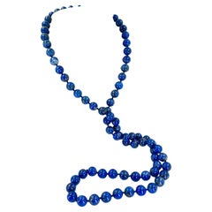 Long Lapis Lazuli Bead Necklace