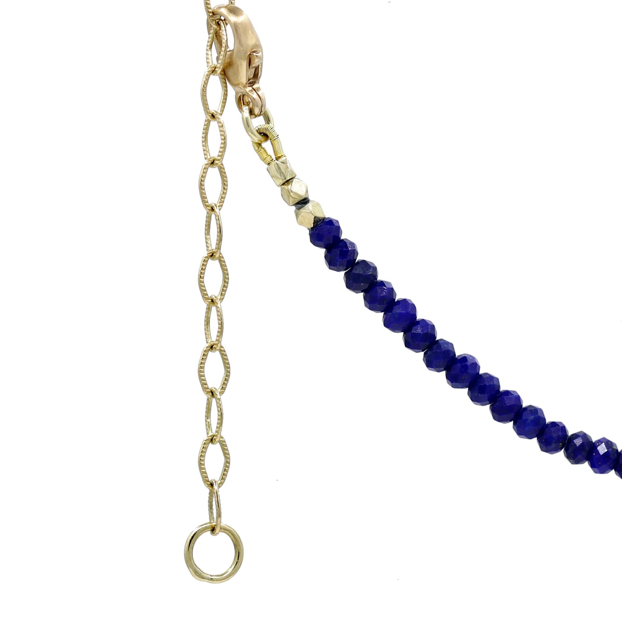 Artist Long Lapis Yellow Gold Necklace and Multiwrap Bracelet, Barbara Heinrich 2023 For Sale