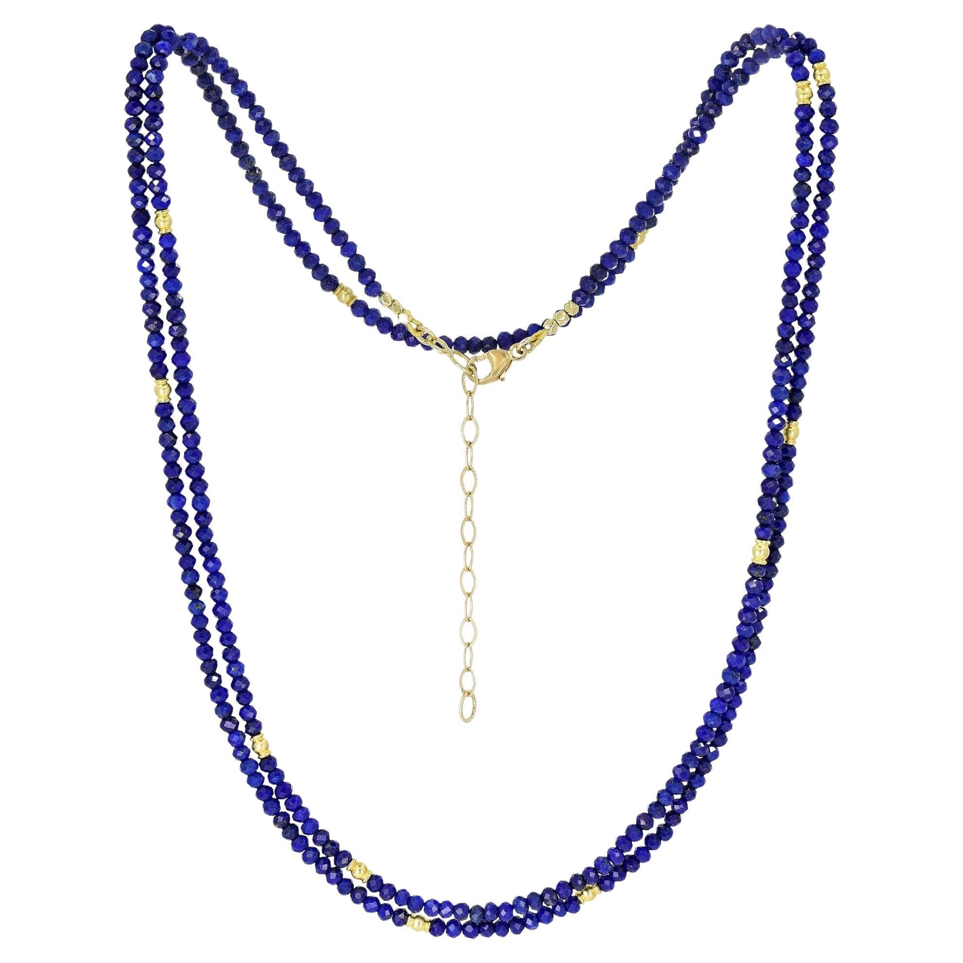 Long Lapis Yellow Gold Necklace and Multiwrap Bracelet, Barbara Heinrich 2023 For Sale