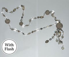 Collar largo Lariat de cuentas de plata de Daniel Swarovski