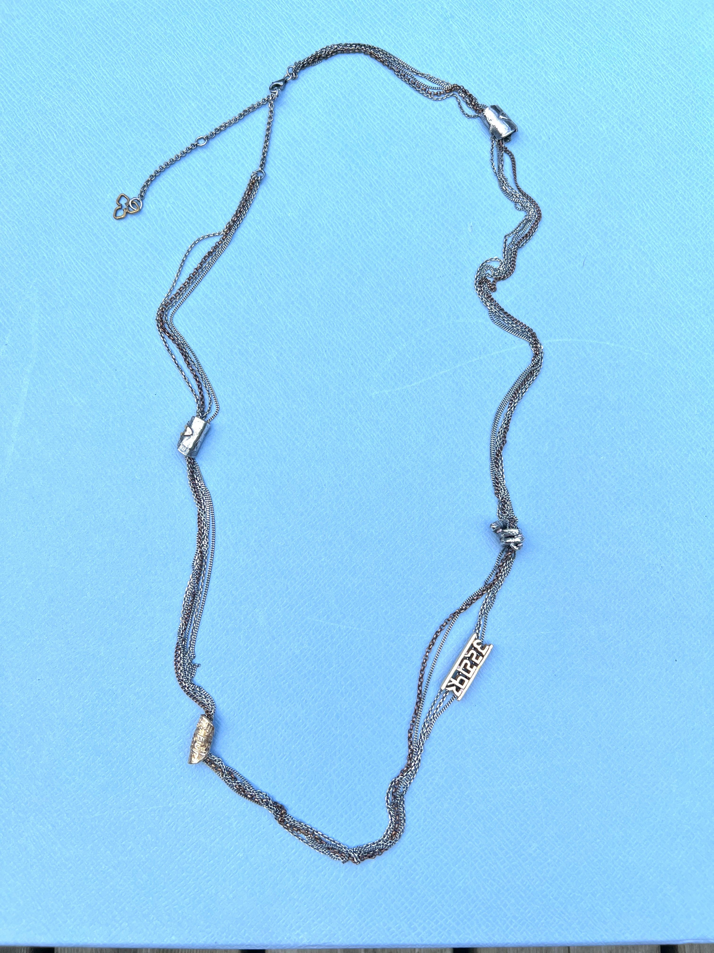 Collana a catena lunga a strati Snake Silver Stella di David Moneta Trifoglio in vendita 3