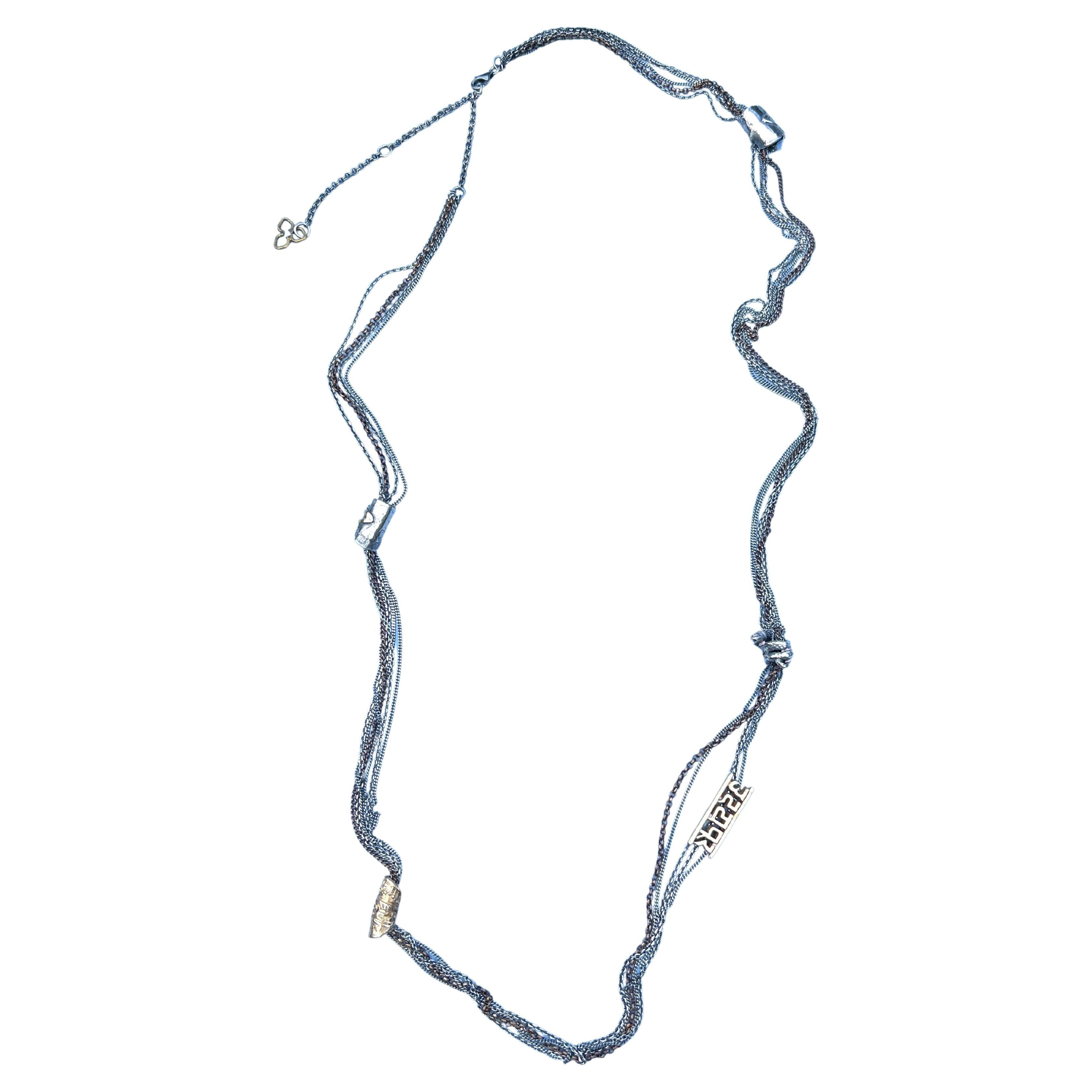 Collana a catena lunga a strati Snake Silver Stella di David Moneta Trifoglio
