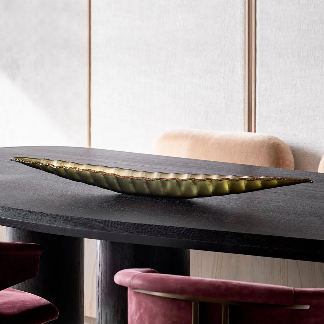 Contemporary Long Leaf Glass Bowl For Sale