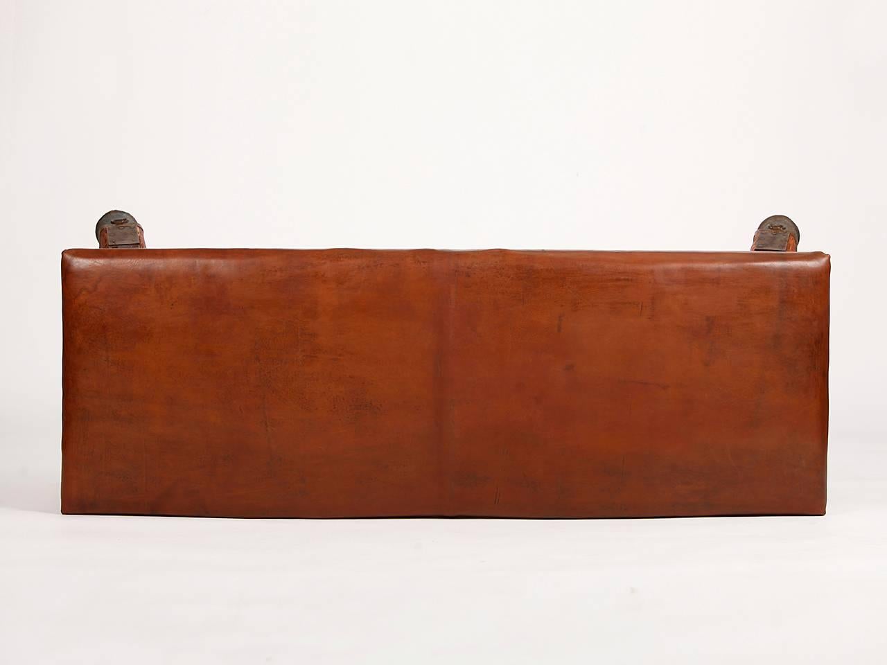 Czech Long Leather Gym Bench, 1930s