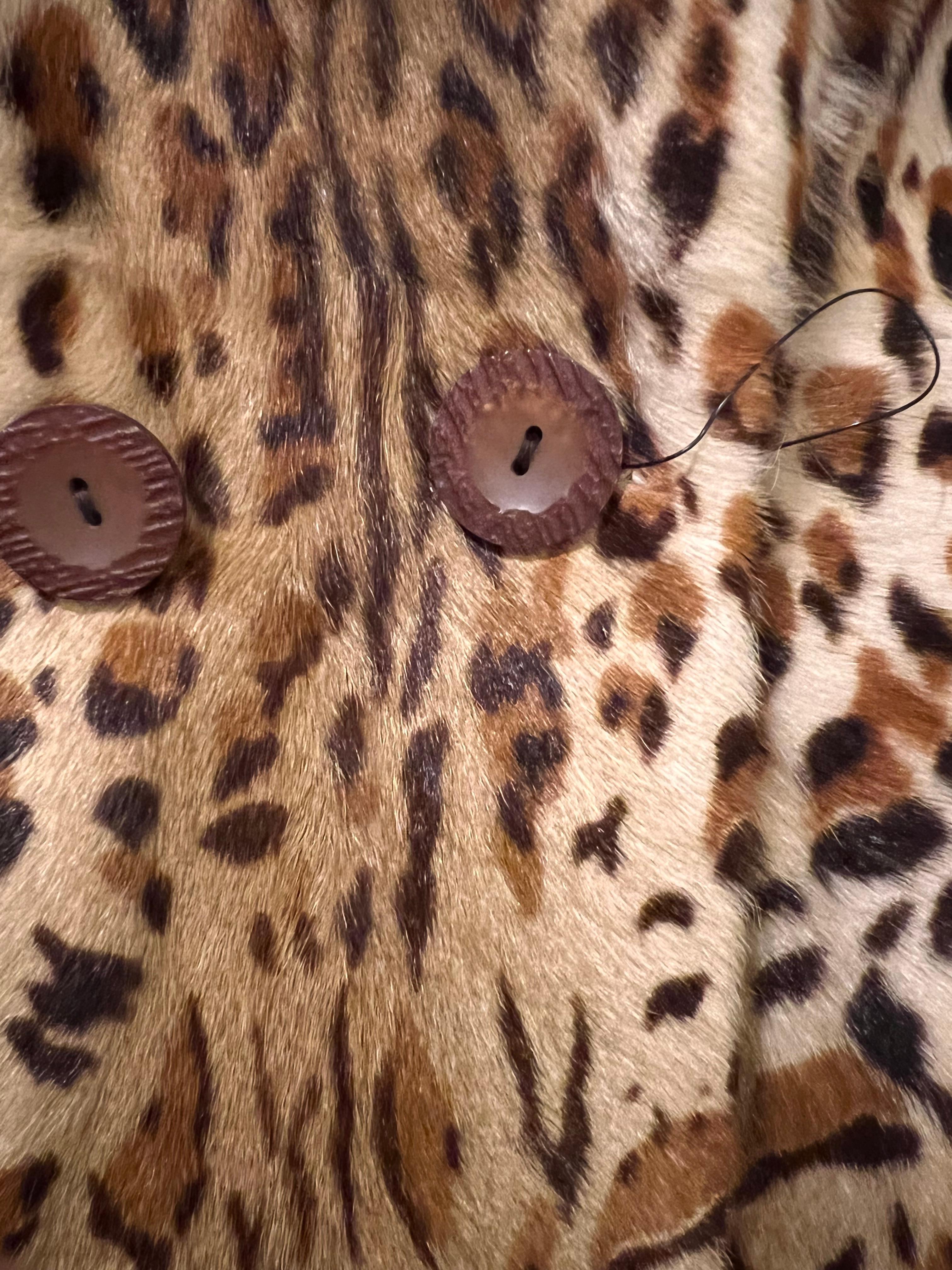 Long Leopard and brown Leather Coat For Sale 12