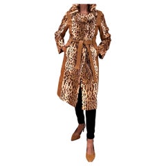 Long Leopard and brown Leather Coat