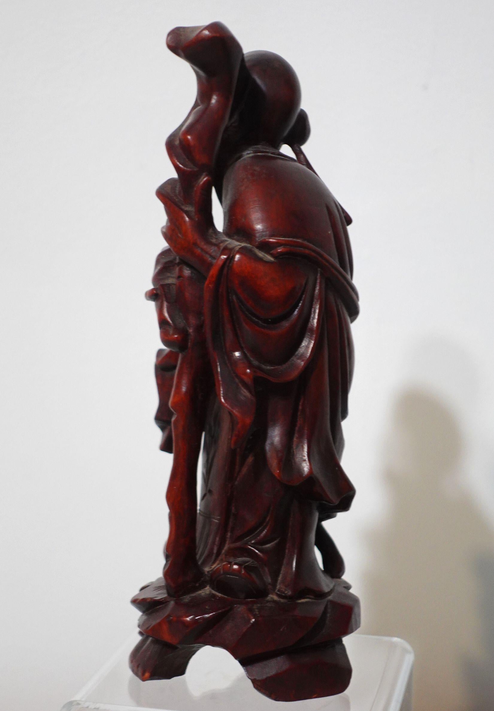 Long-Life Carved Wood Buddha For Sale 1