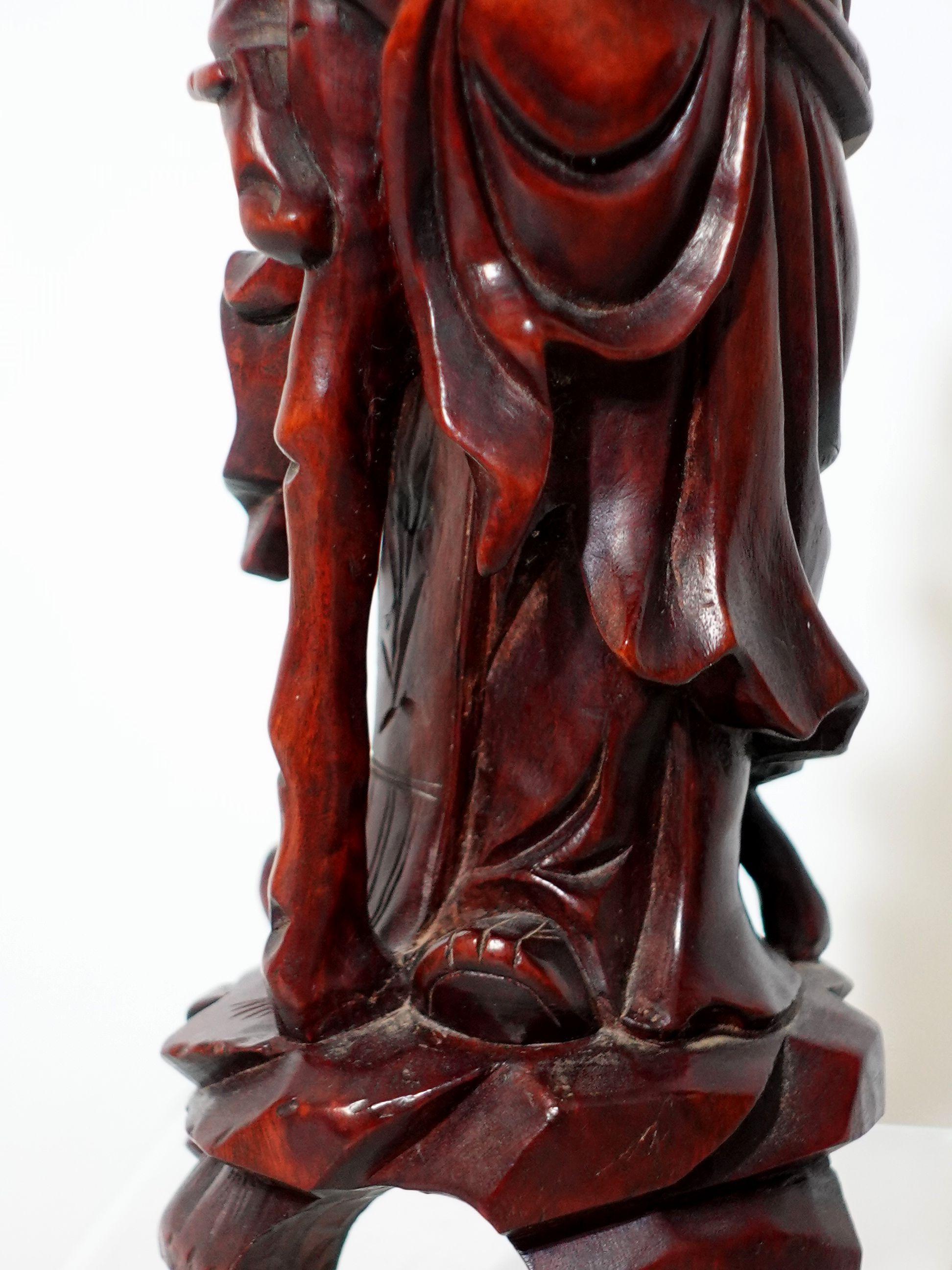 Bouddha de longue vie en bois sculpté en vente 2