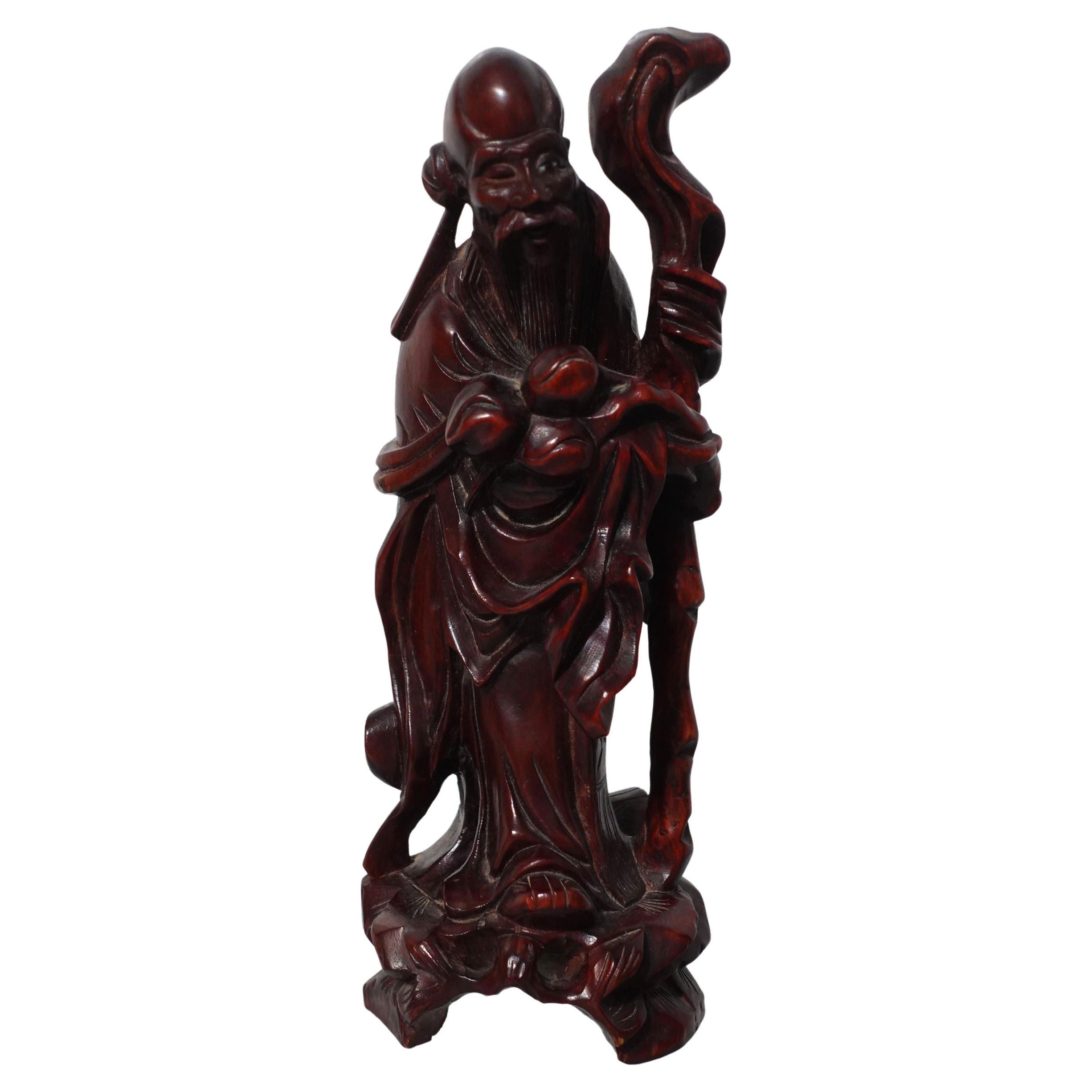 Long-Life Carved Wood Buddha For Sale