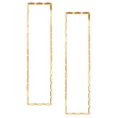 Earrings Long Light Box Chain Rectangular 18k Gold-Plated Silver Greek Earrings