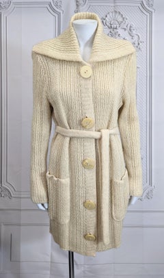 Long Line Ribbed Wool Sweater Cardigan