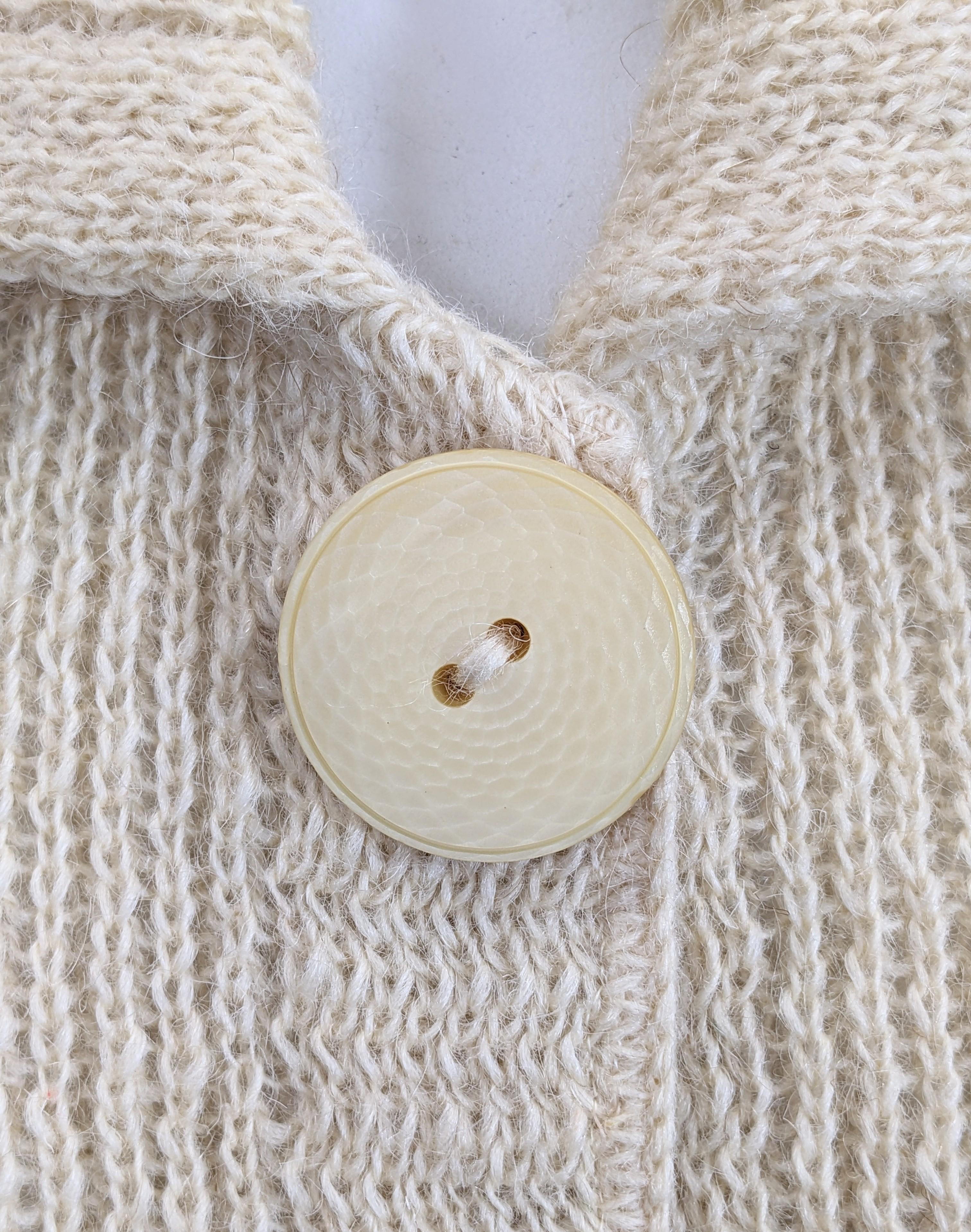 Long Line Ribbed Wool Sweater Cardigan For Sale 1