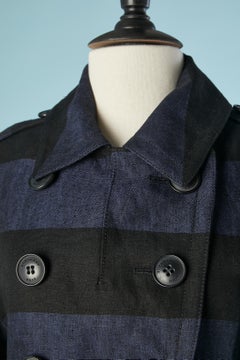 Long linen double-breasted jacket with stripe pattern Burberry Brit