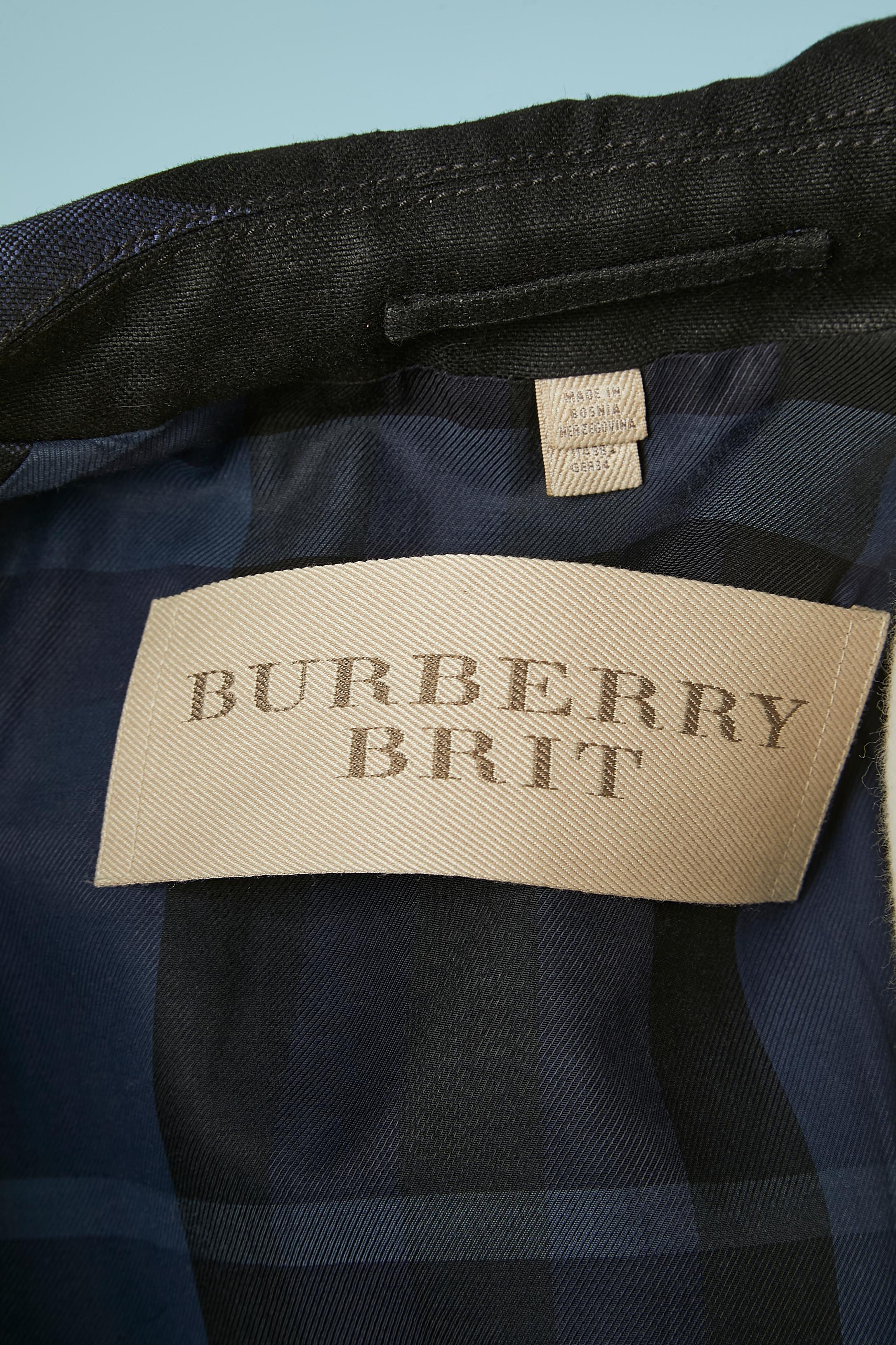 Long linen double-breasted jacket with stripe pattern Burberry Brit  For Sale 1