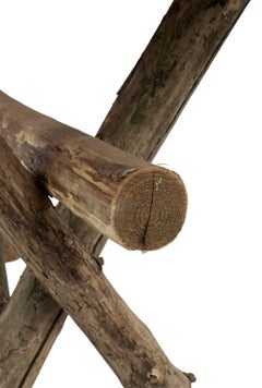 Long Live-Edge Oval Top Table with Natural Shaped Trestle Base