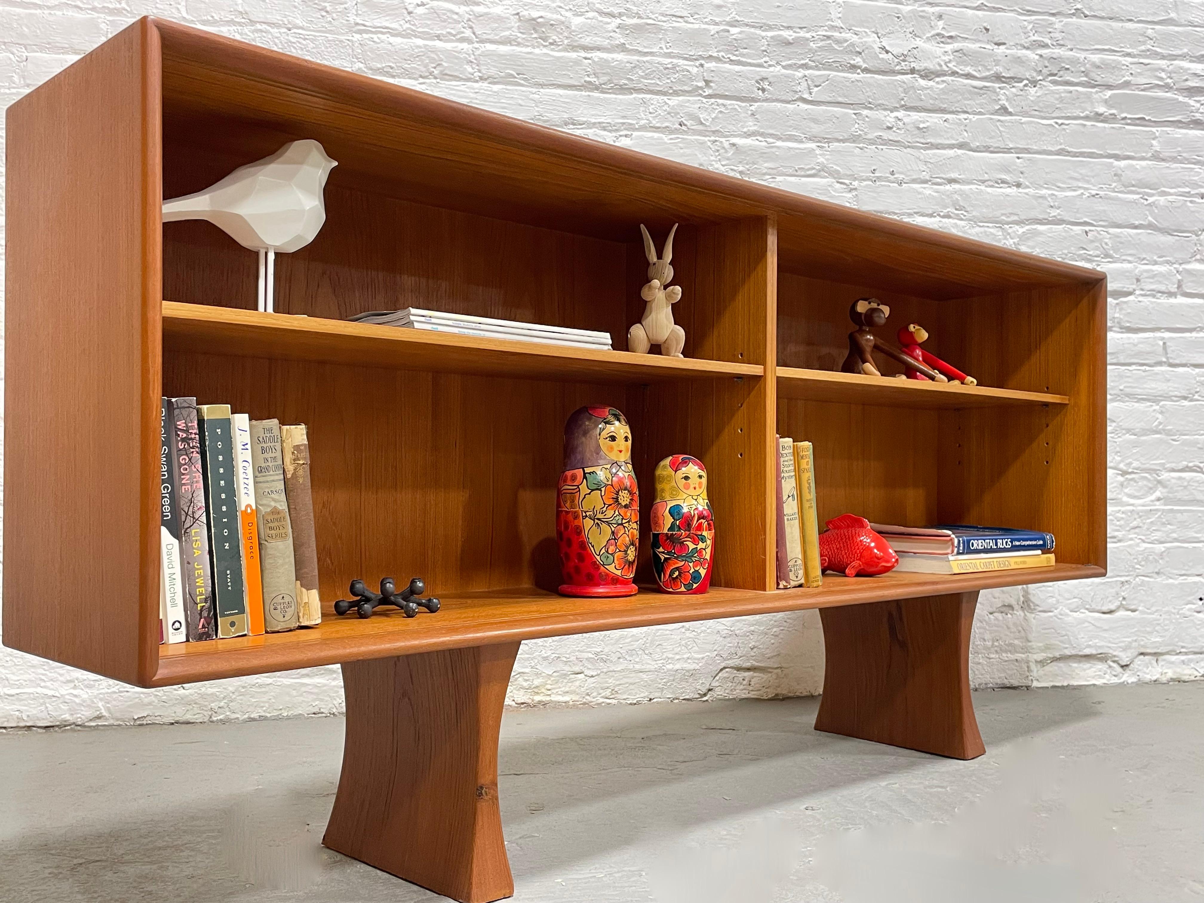 Glass Long + Low Mid Century MODERN Danish ROSEWOOD BOOKCASE / credenza, c. 1960's For Sale