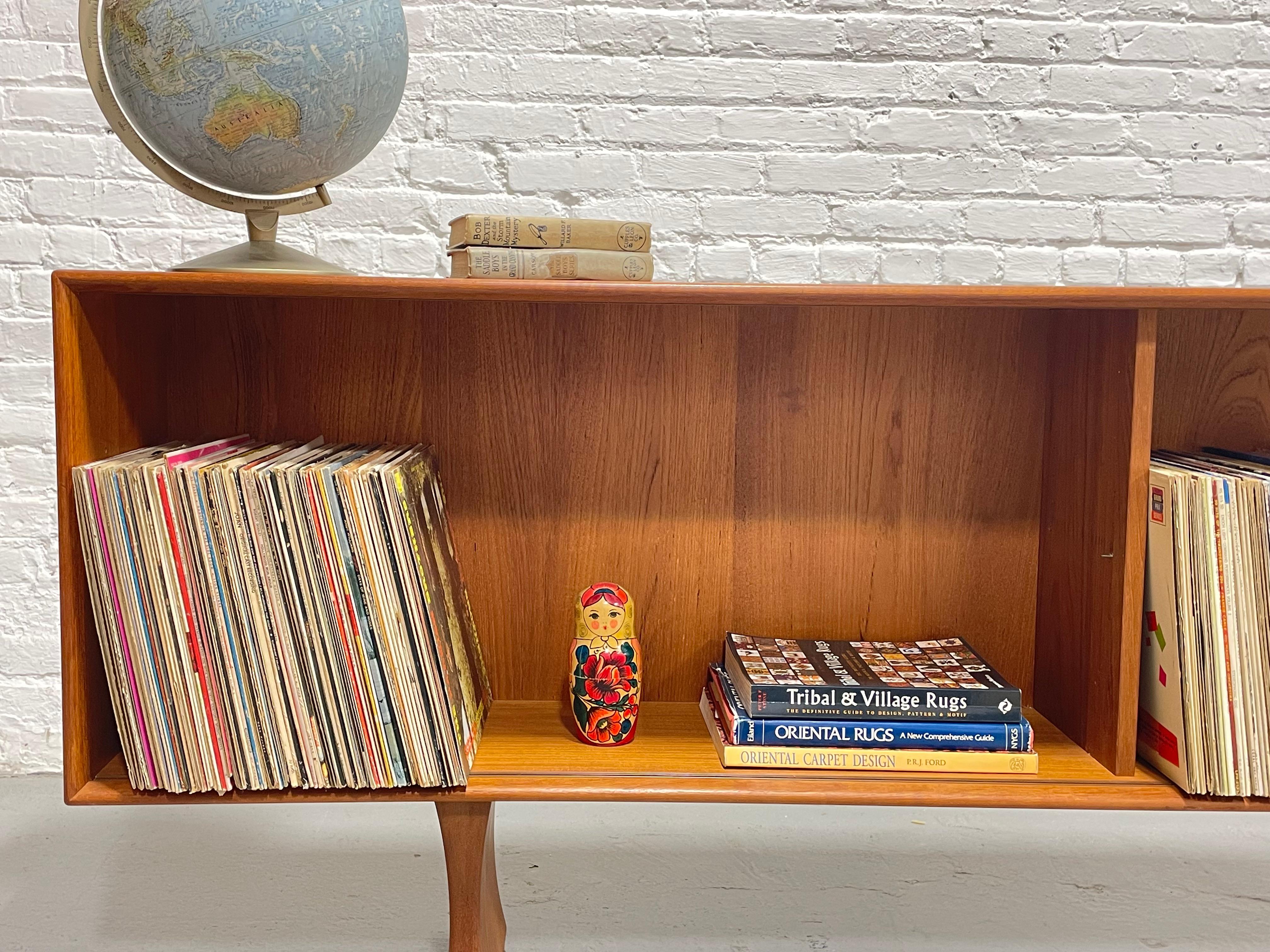 Long + Low Mid Century MODERN Danish TEAK BOOKCASE / Credenza 5