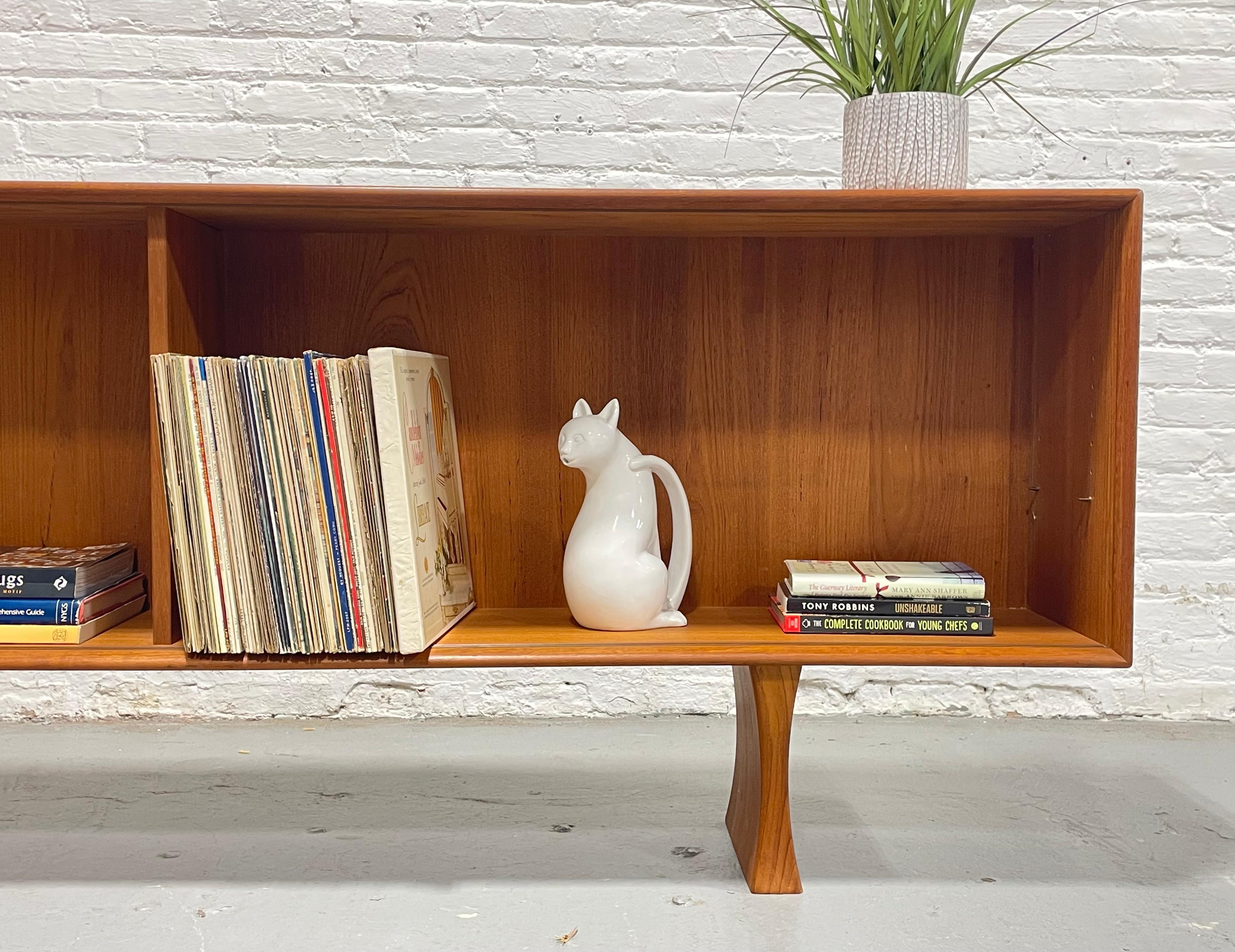 Long + Low Mid Century MODERN Danish TEAK BOOKCASE / Credenza 6