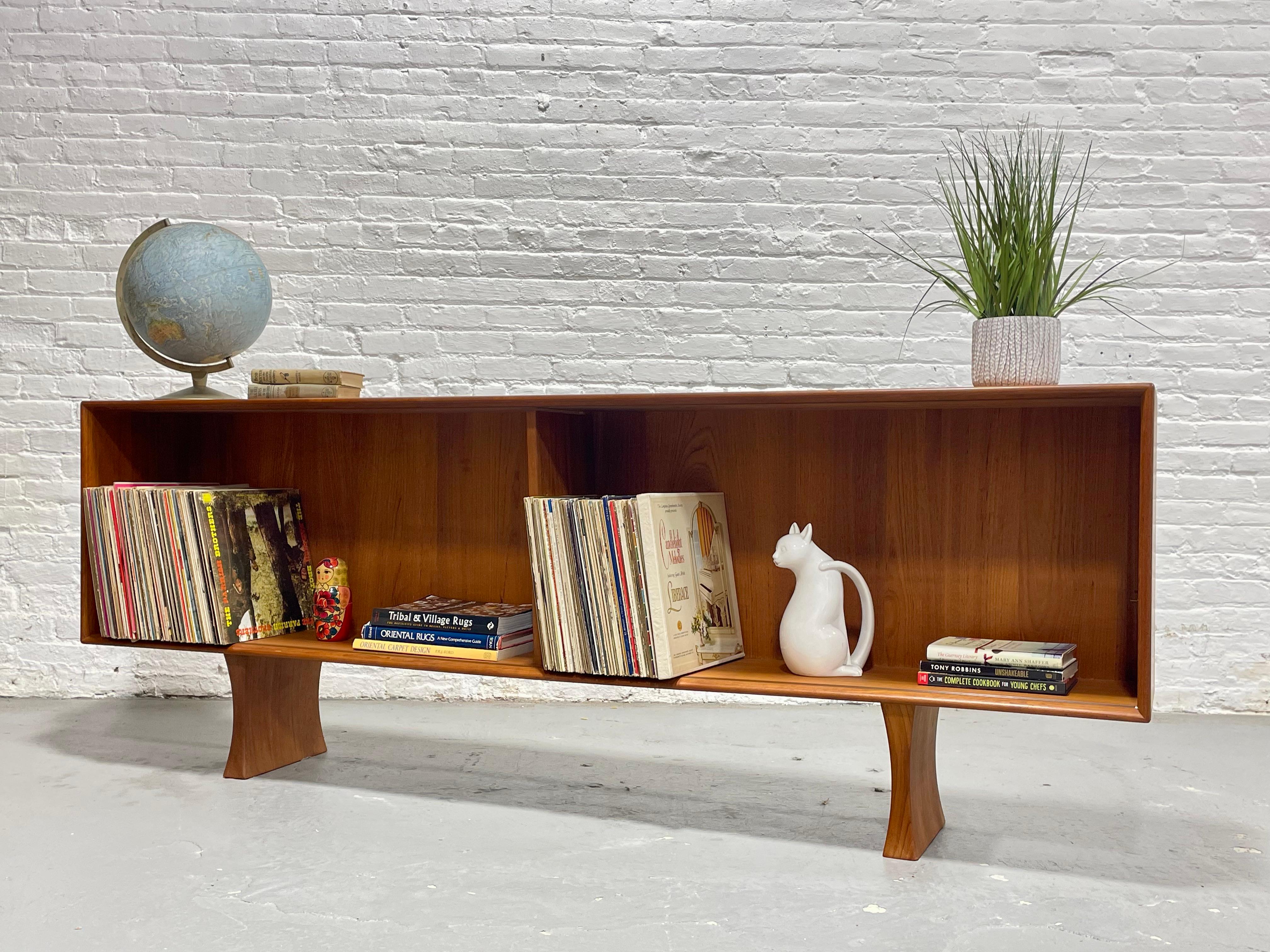 Long + Low Mid Century MODERN Danish TEAK BOOKCASE / Credenza 7