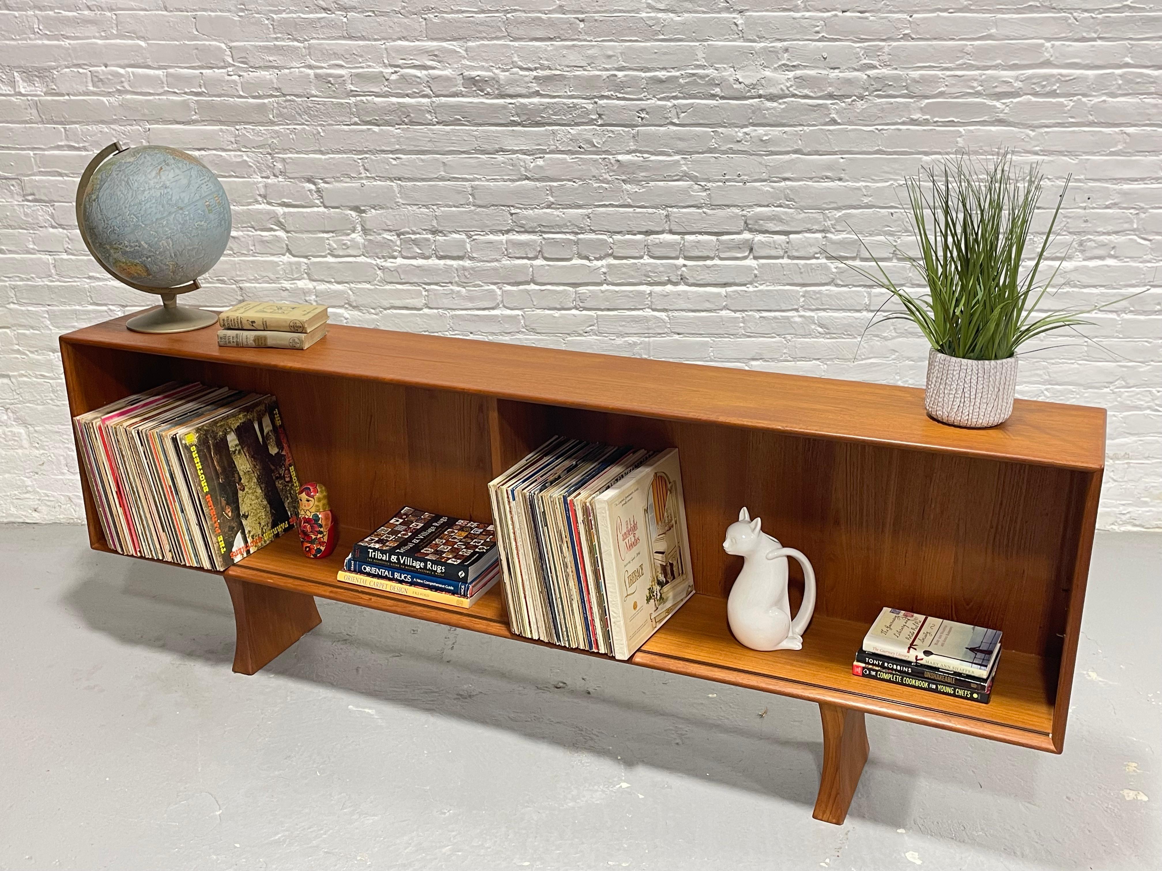 Long + Low Mid Century MODERN Danish TEAK BOOKCASE / Credenza 8