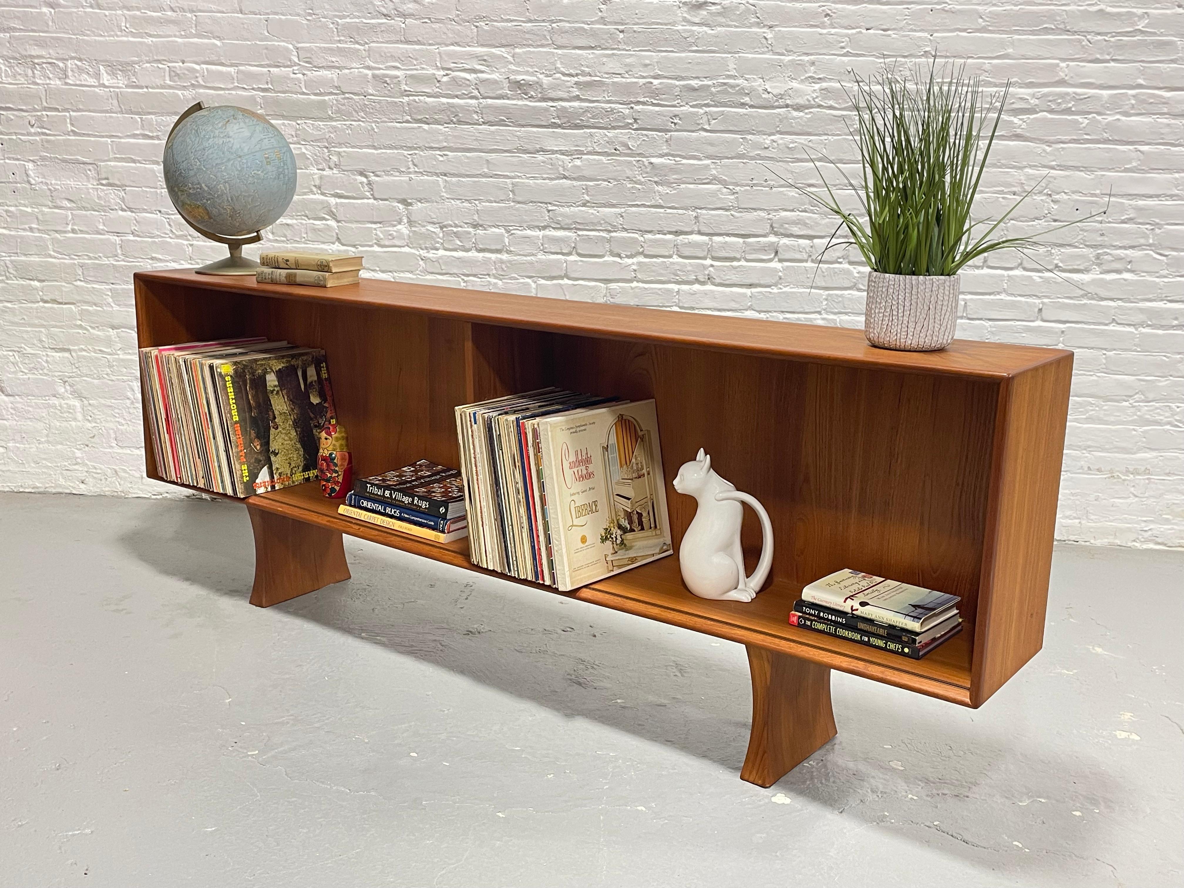 Long + Low Mid Century MODERN Danish TEAK BOOKCASE / Credenza 9