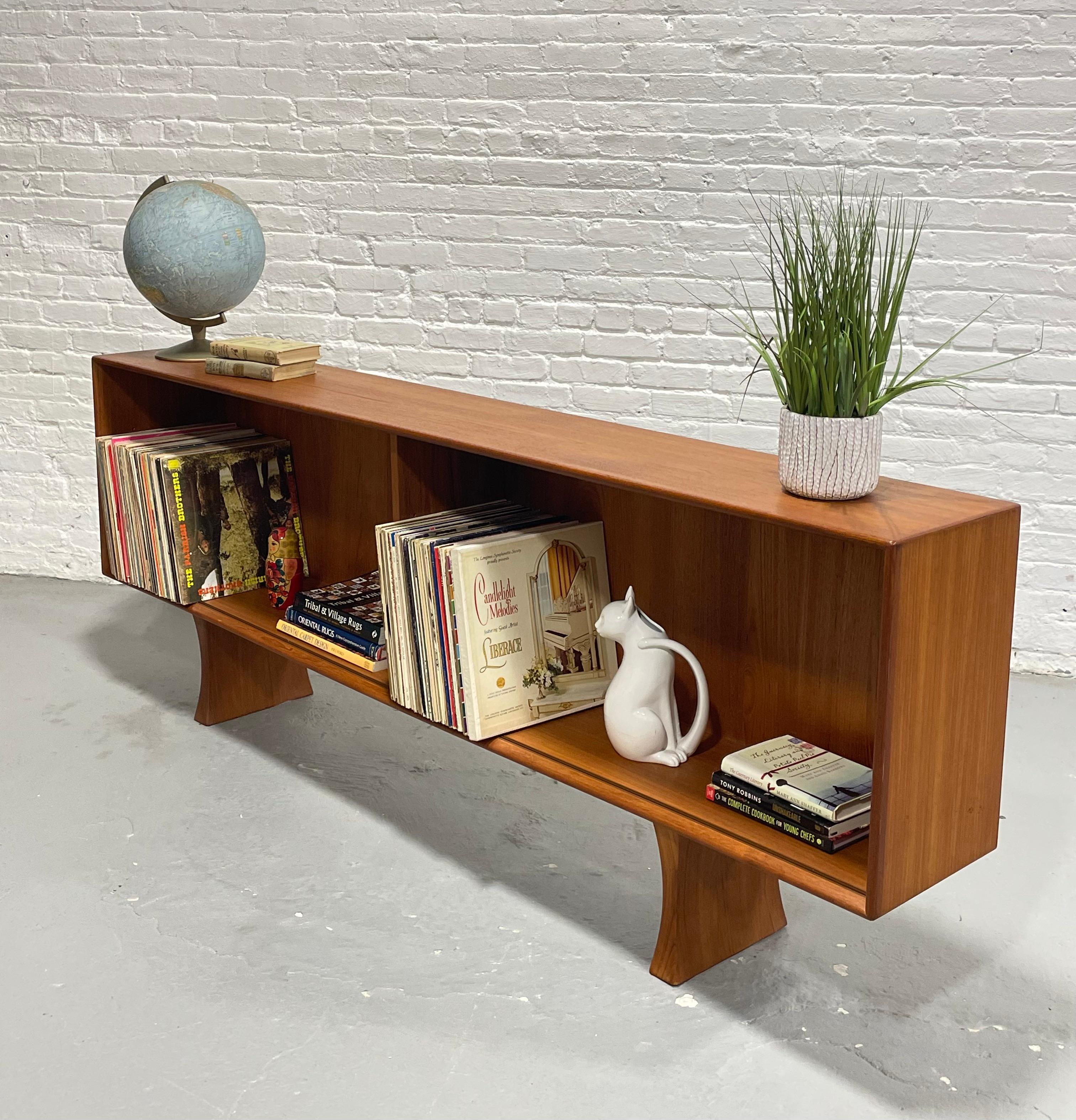 Long + Low Mid Century MODERN Danish TEAK BOOKCASE / Credenza In Good Condition In Weehawken, NJ