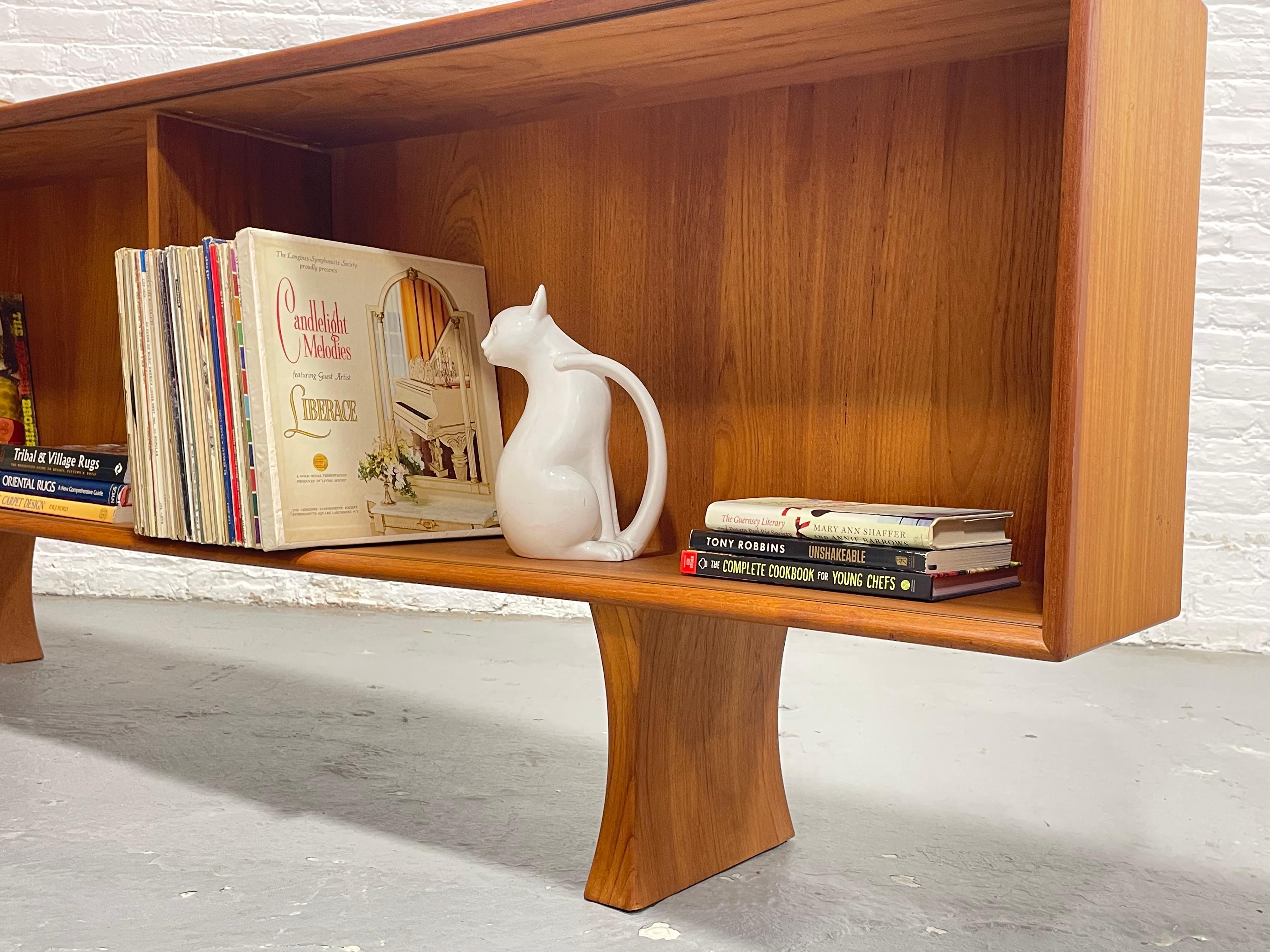 Long + Low Mid Century MODERN Danish TEAK BOOKCASE / Credenza 1