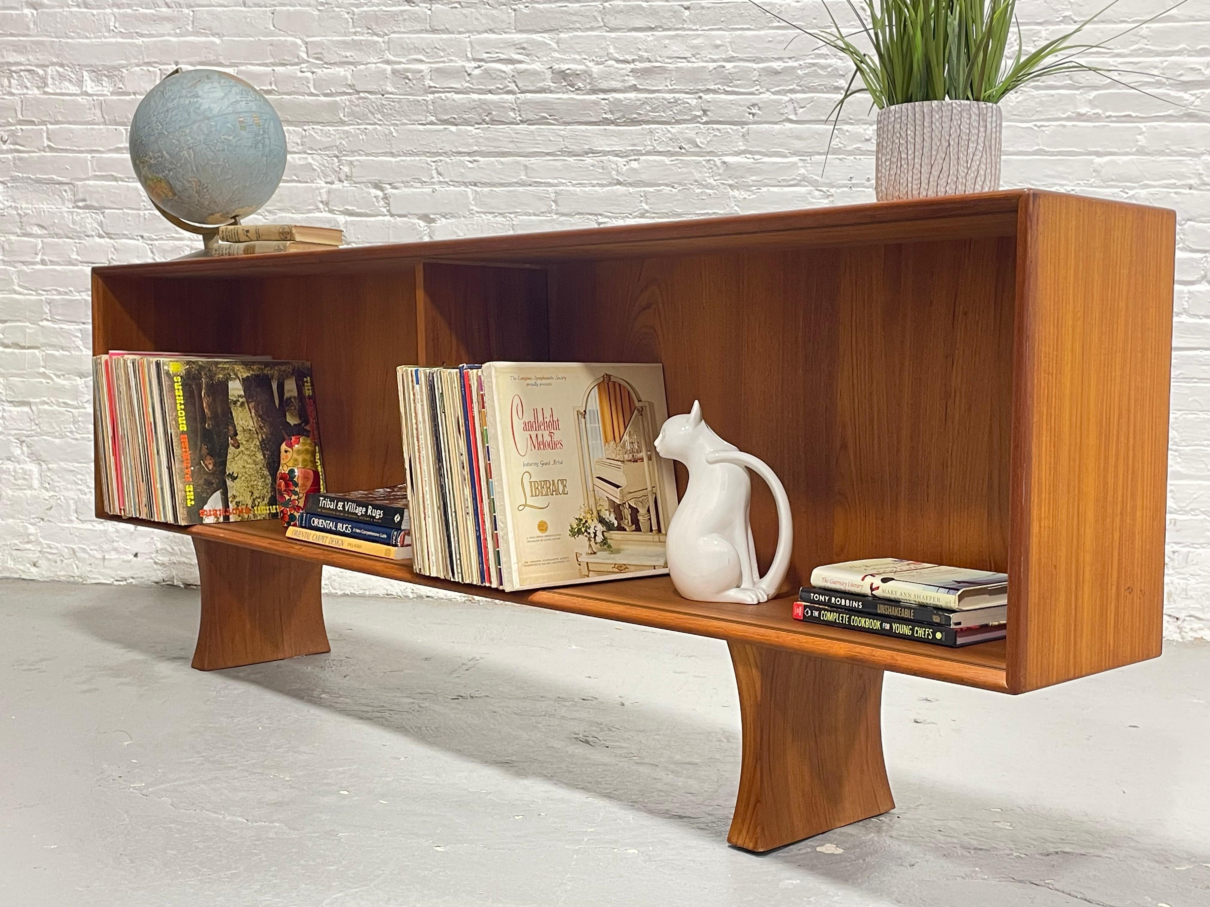 Long + Low Mid Century MODERN Danish TEAK BOOKCASE / Credenza 2