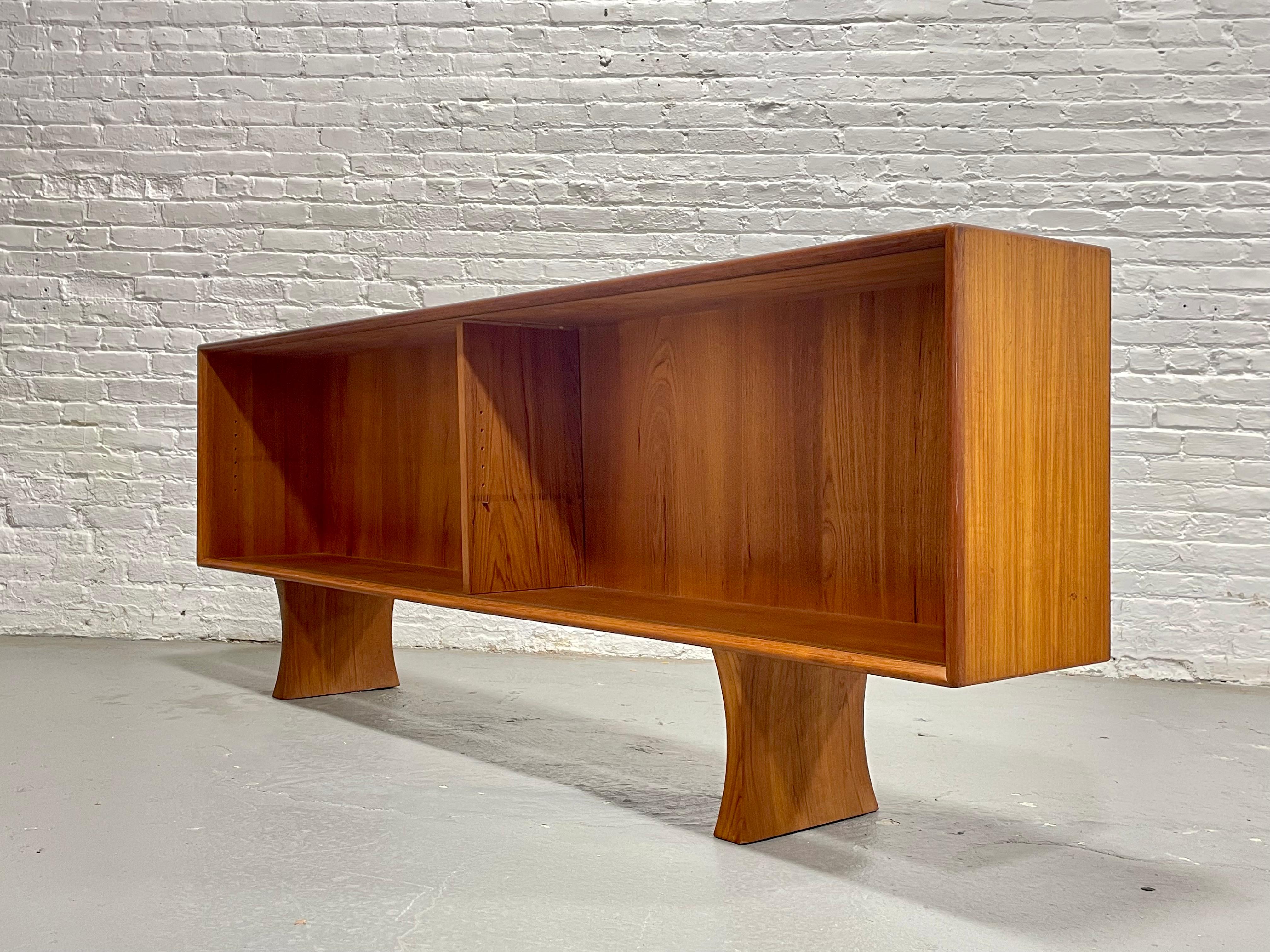 Long + Low Mid Century MODERN Danish TEAK BOOKCASE / Credenza 3
