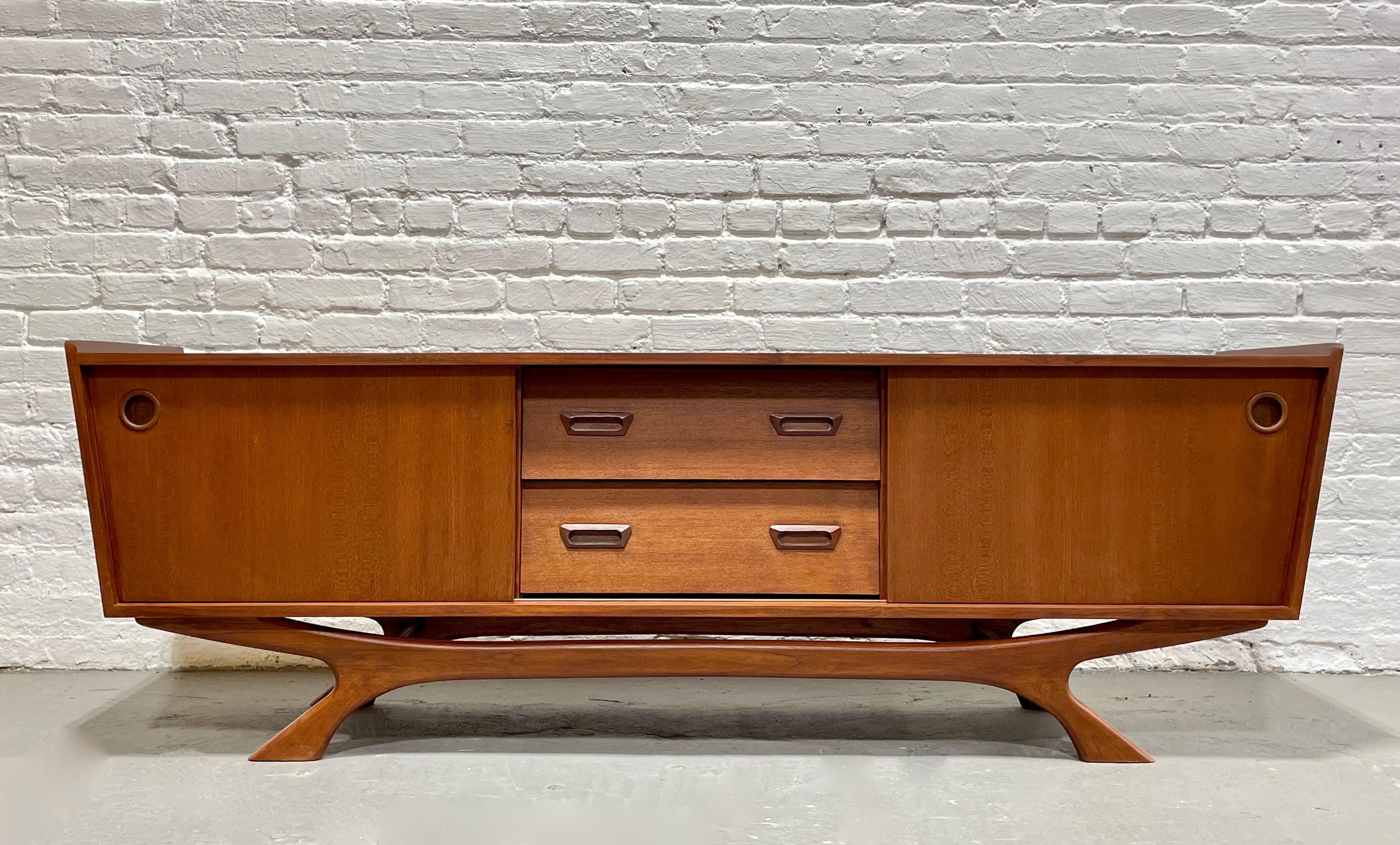 Long + Low Mid-Century Modern Styled Teak Credenza Media Stand 5