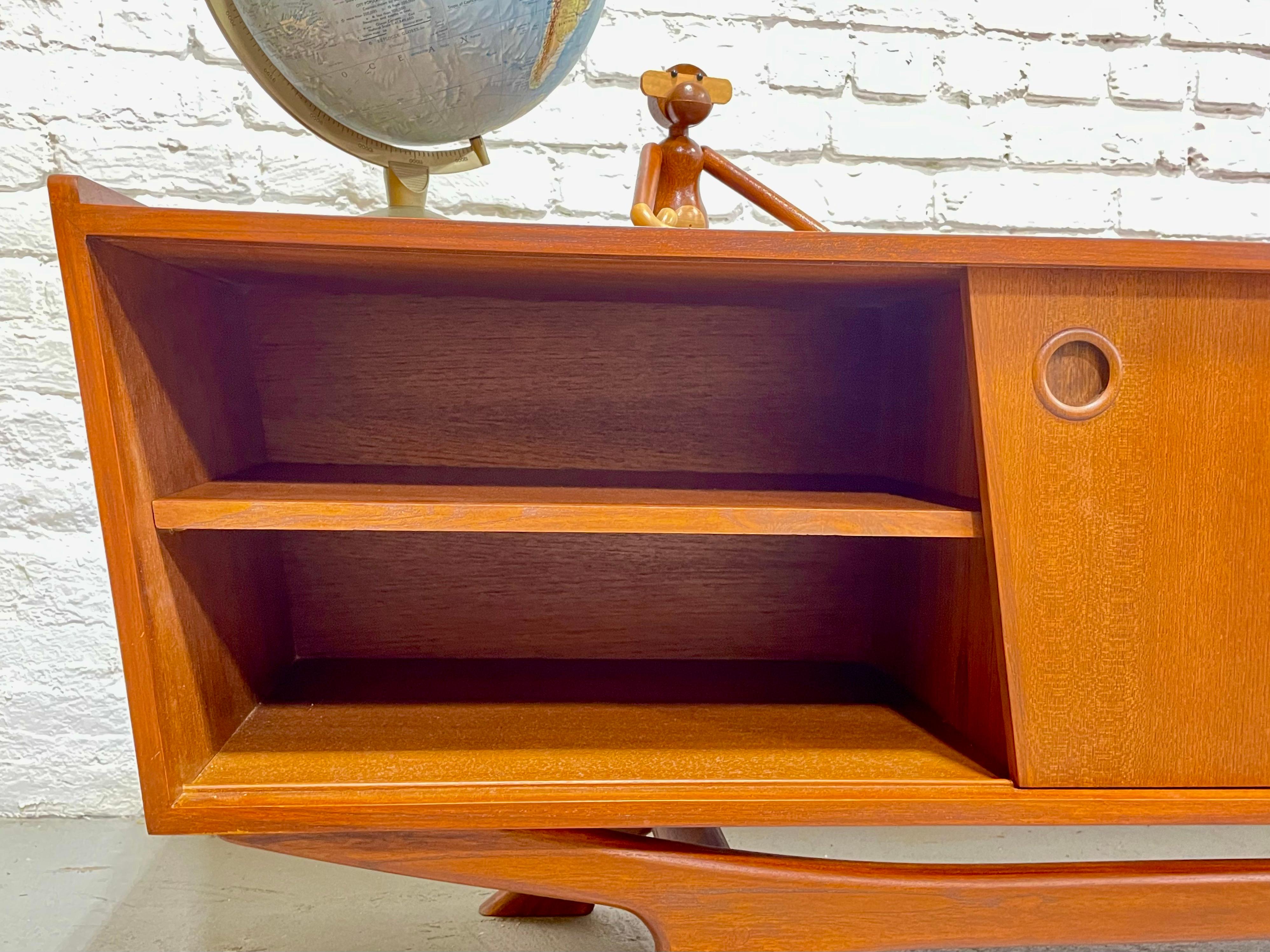Long + Low Mid-Century Modern Styled Teak Credenza Media Stand 6